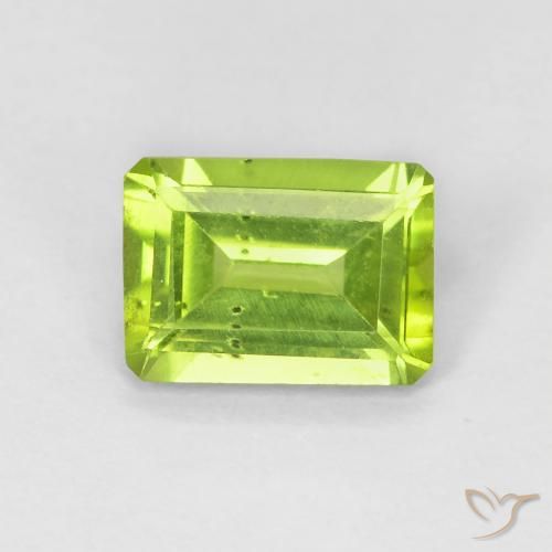 1.03ct 자연스러운 밝은 녹색 감람석, 에메랄드 컷, VS
