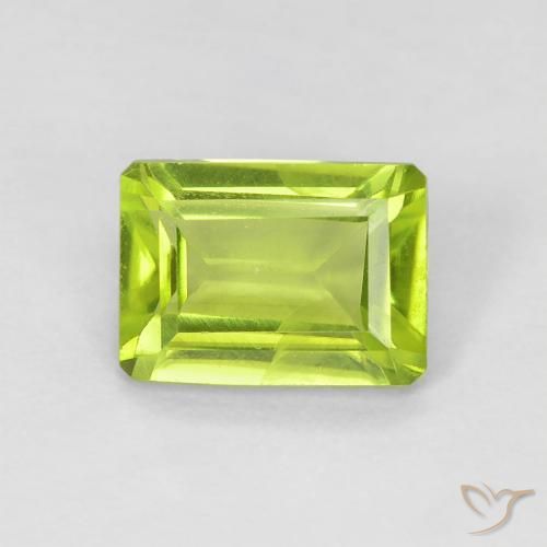 1.09ct 자연스러운 밝은 녹색 감람석, 에메랄드 컷, VS