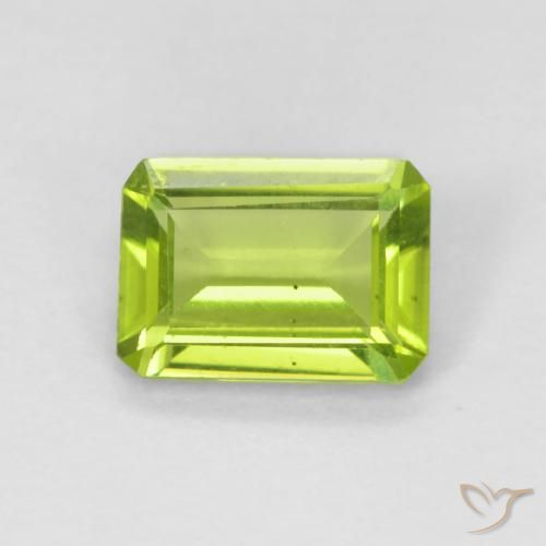 0.99ct 자연스러운 밝은 녹색 감람석, 에메랄드 컷, VS
