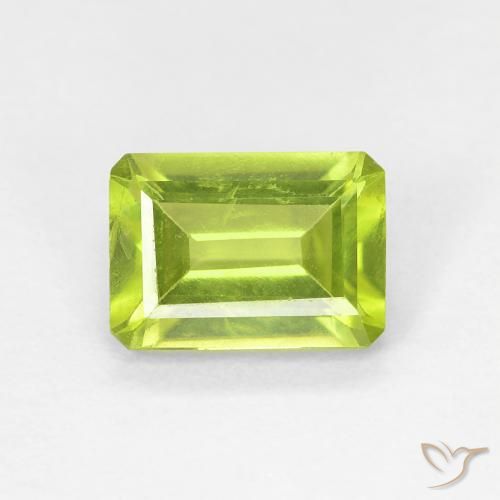 1.05ct 자연스러운 미디엄 그린 감람석, 에메랄드 컷, VS-SI