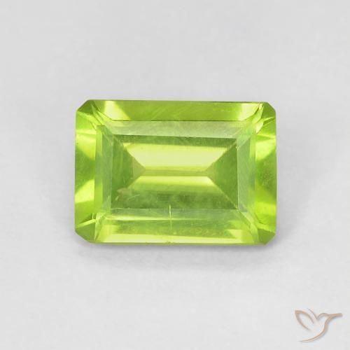 1.03ct 자연스러운 밝은 녹색 감람석, 에메랄드 컷, VS-SI