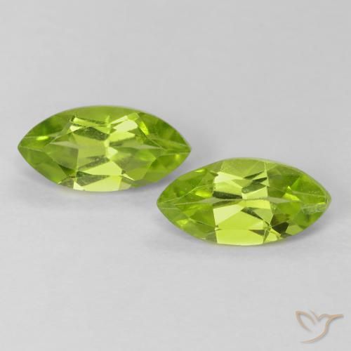 1.24캐럿 천연 미디엄 그린 페리도트 보석, 마퀴즈, 8.1×4 mm, VS