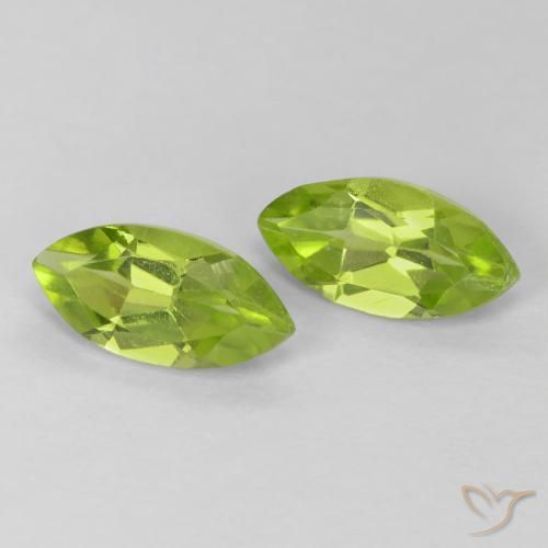1.24캐럿 천연 미디엄 그린 페리도트 보석, 마퀴즈, 8.1×4 mm, VS