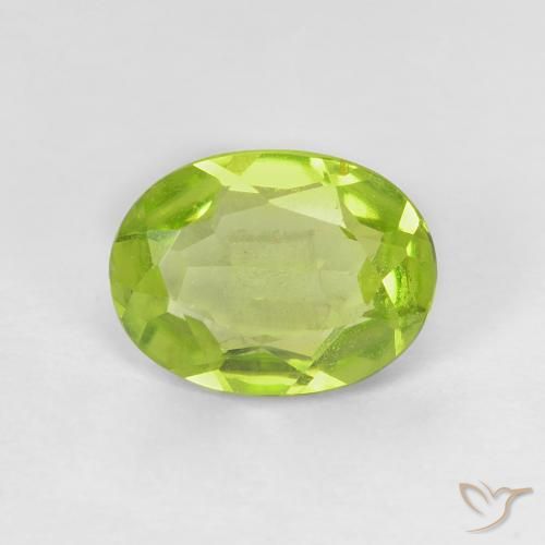 1.04ct 자연스러운 밝은 녹색 감람석, 타원형, VVS-VS