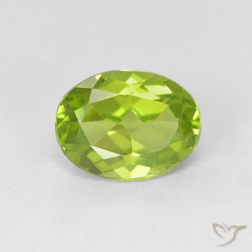 1.10ct 자연스러운 밝은 녹색 감람석, 타원형, VVS-VS