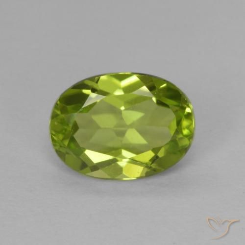 1.32ct 자연스러운 활기찬 녹색 감람석, 타원형, VVS-VS