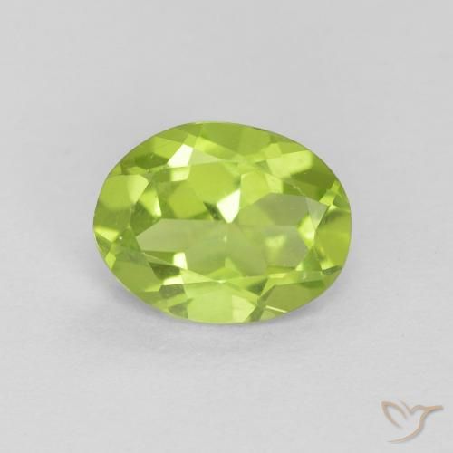 1.10ct 자연스러운 미디엄 그린 감람석, 타원형, VS