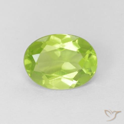 1.30ct 자연스러운 활기찬 녹색 감람석, 타원형, VS