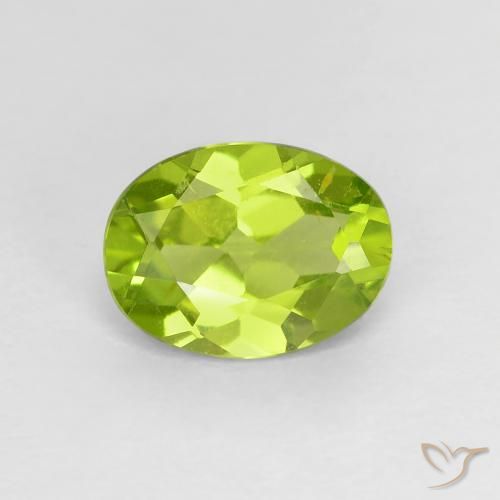 1.21ct 자연스러운 활기찬 녹색 감람석, 타원형, VS
