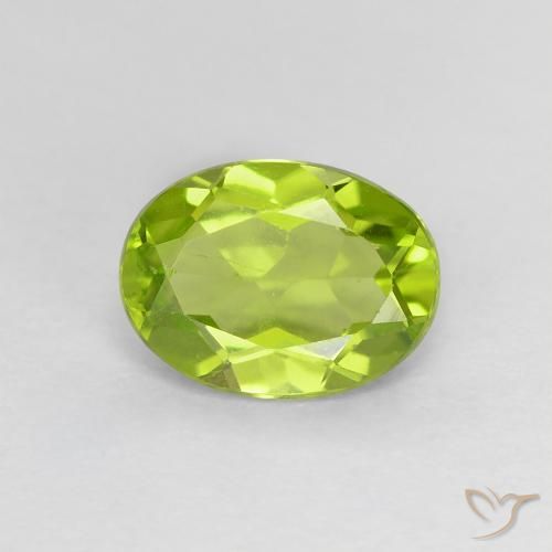 1.24ct 자연스러운 활기찬 황록색 감람석, 타원형, VS