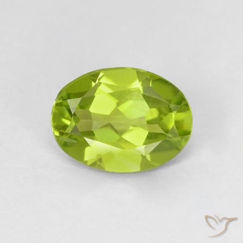 1.10ct 자연스러운 활기찬 황록색 감람석, 타원형, VS