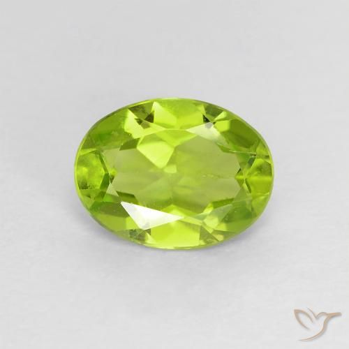 1.13ct 자연스러운 활기찬 녹색 감람석, 타원형, VS