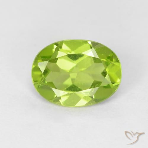1.14ct 자연스러운 활기찬 녹색 감람석, 타원형, VVS-VS