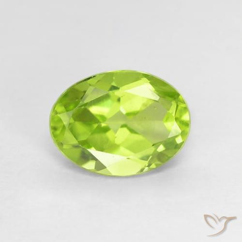 1.23ct 자연스러운 활기찬 녹색 감람석, 타원형, VS