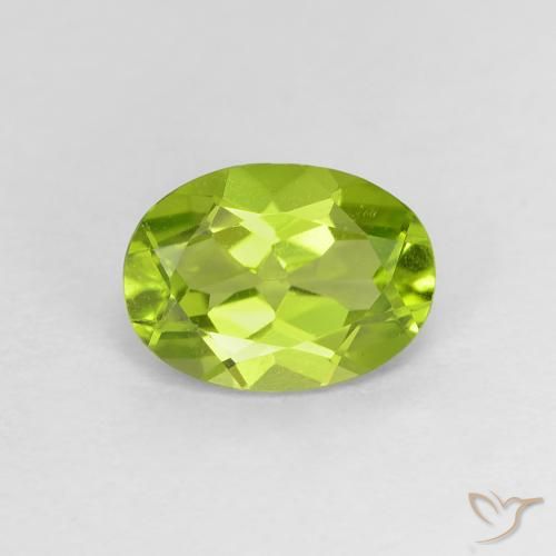 1.14ct 자연스러운 활기찬 녹색 감람석, 타원형, VVS-VS