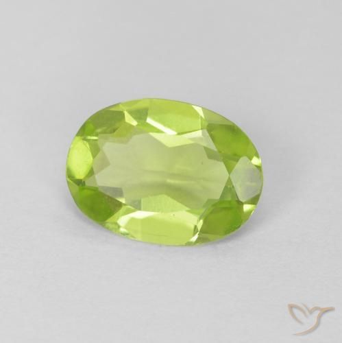 0.98ct 자연스러운 미디엄 그린 감람석, 타원형, VS