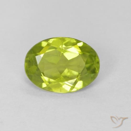 1.08ct 자연스러운 활기찬 황록색 감람석, 타원형, VS