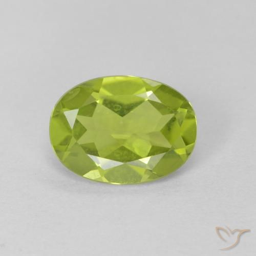 1.08ct 자연스러운 활기찬 녹색 감람석, 타원형, VS