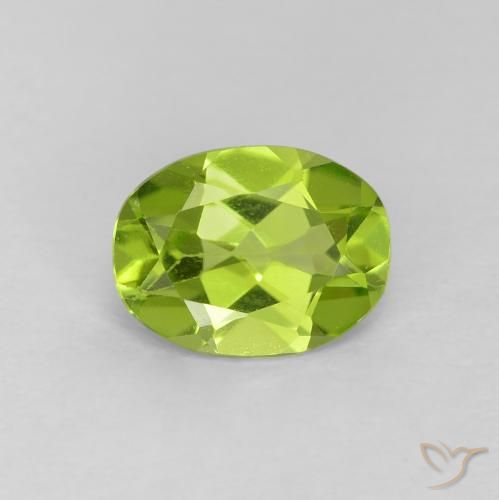 0.97ct 자연스러운 활기찬 녹색 감람석, 타원형, VVS-VS