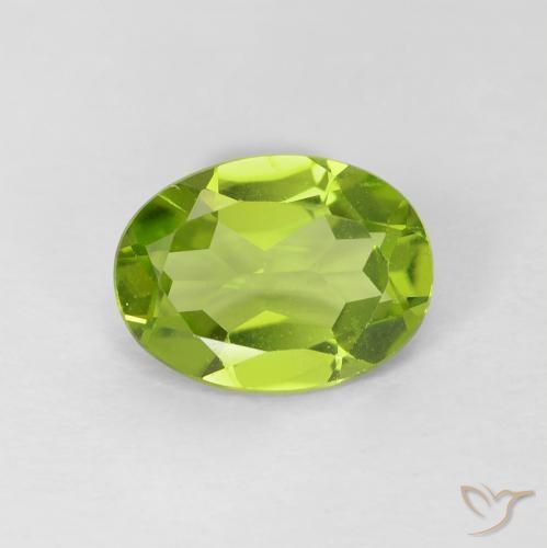 1.05ct 자연스러운 미디엄 그린 감람석, 타원형, VVS-VS