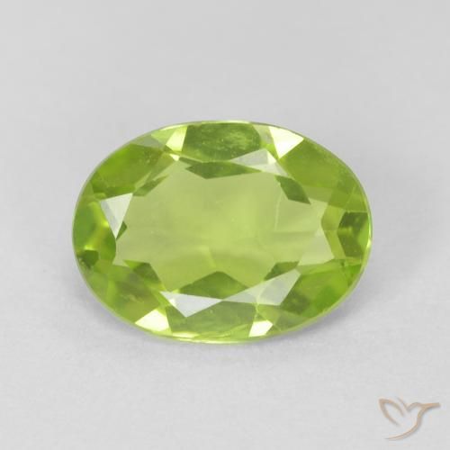 1.09ct 자연스러운 밝은 녹색 감람석, 타원형, VVS-VS