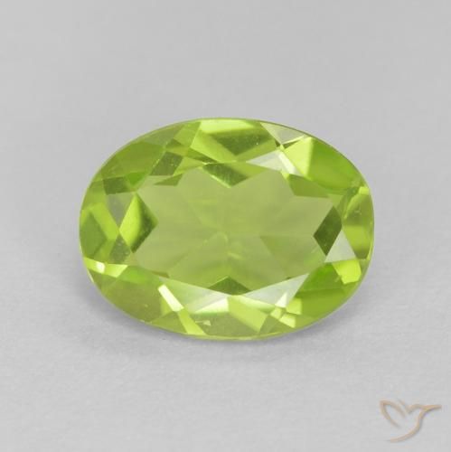 1.11ct 자연스러운 밝은 녹색 감람석, 타원형, VVS-VS