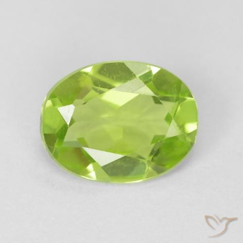 1.09ct 자연스러운 밝은 녹색 감람석, 타원형, VVS-VS