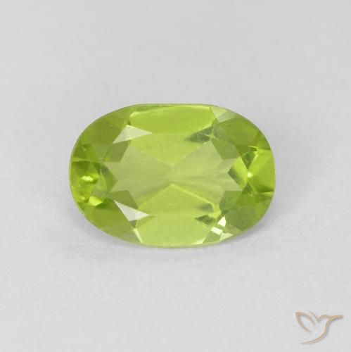0.76ct 자연스러운 밝은 녹색 감람석, 타원형, VVS-VS