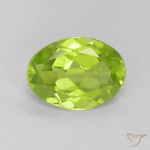 1.13ct 자연스러운 밝은 녹색 감람석, 타원형, VS