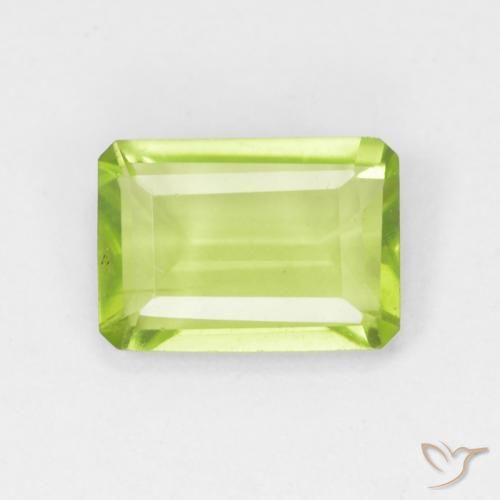 0.87ct 자연스러운 밝은 녹색 감람석, 에메랄드 컷, VS