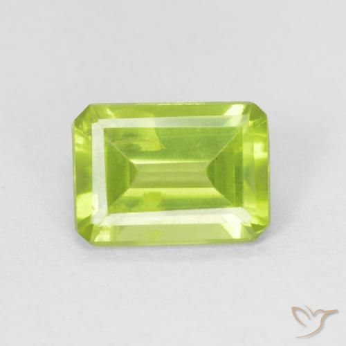0.98ct 자연스러운 밝은 녹색 감람석, 에메랄드 컷, VS