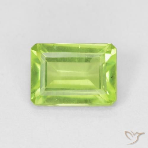 1.09ct 자연스러운 밝은 녹색 감람석, 에메랄드 컷, VS