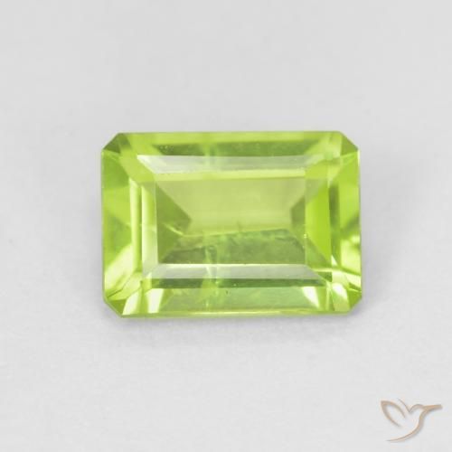 0.97ct 자연스러운 밝은 녹색 감람석, 에메랄드 컷, VS