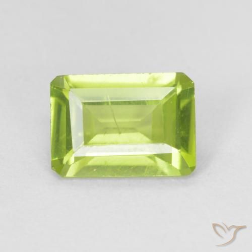 0.97ct 자연스러운 밝은 녹색 감람석, 에메랄드 컷, VS