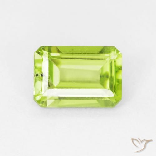 1.06ct 자연스러운 밝은 녹색 감람석, 에메랄드 컷, VS