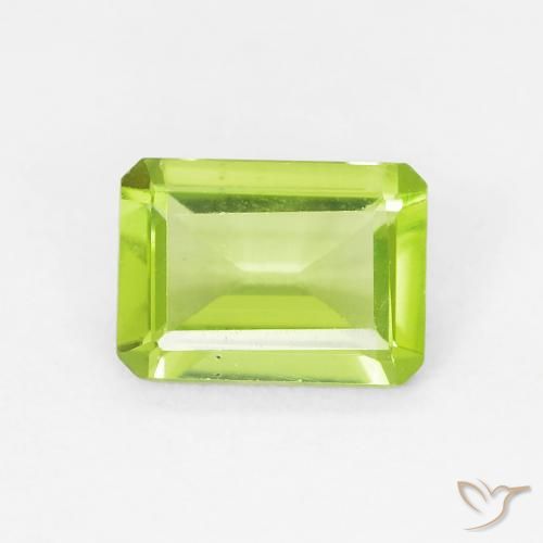 0.99ct 자연스러운 밝은 녹색 감람석, 에메랄드 컷, VVS-VS
