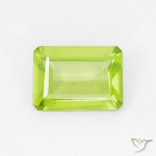 0.94ct 자연스러운 밝은 녹색 감람석, 에메랄드 컷, VVS-VS