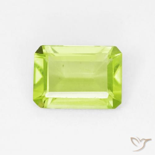 0.86ct 자연스러운 밝은 녹색 감람석, 에메랄드 컷, VVS-VS