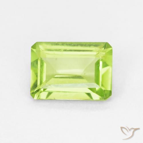 1.01ct 자연스러운 밝은 녹색 감람석, 에메랄드 컷, VVS-VS