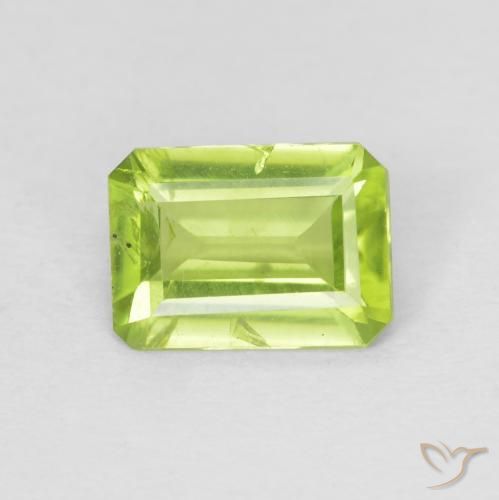 0.97ct 자연스러운 황록색 감람석, 에메랄드 컷, VS