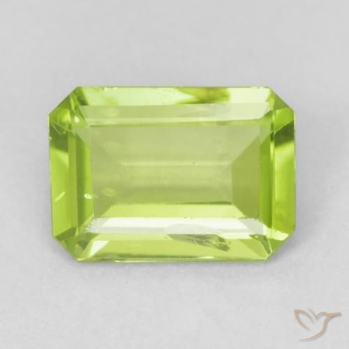 0.78ct 자연스러운 밝은 녹색 감람석, 에메랄드 컷, VS-SI