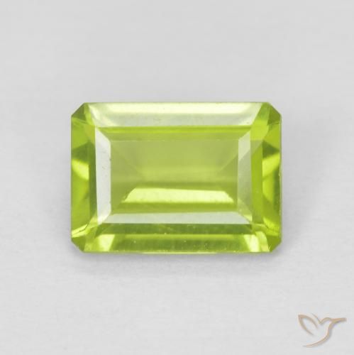 1.01ct 자연스러운 밝은 녹색 감람석, 에메랄드 컷, VVS-VS