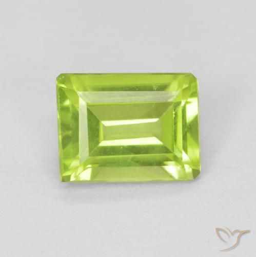 0.98ct 자연스러운 밝은 녹색 감람석, 에메랄드 컷, VVS-VS
