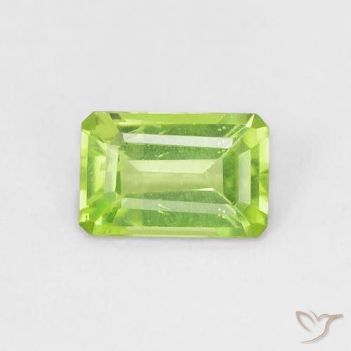 0.54ct 자연스러운 황록색 감람석, 에메랄드 컷, VS