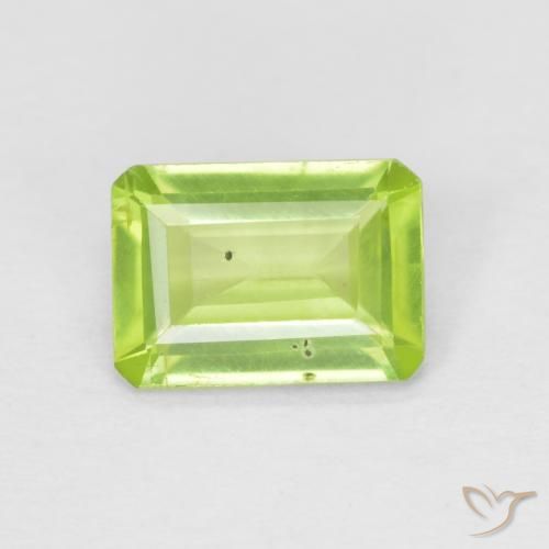 0.84ct 자연스러운 밝은 녹색 감람석, 에메랄드 컷, 불투명체