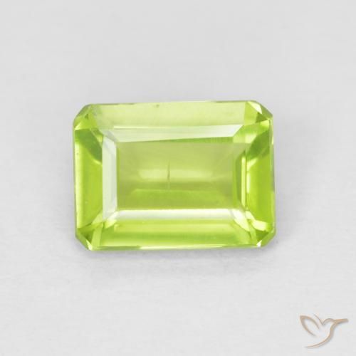 1.04ct 자연스러운 밝은 녹색 감람석, 에메랄드 컷, VVS-VS