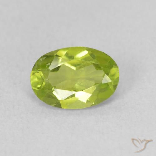 0.84ct 자연스러운 밝은 녹색 감람석, 타원형, VS
