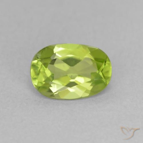 0.84ct 자연스러운 활기찬 황록색 감람석, 타원형, VS