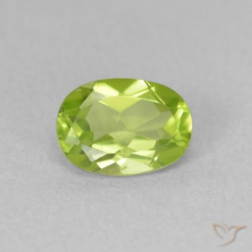 0.96ct 자연스러운 밝은 녹색 감람석, 타원형, VVS-VS