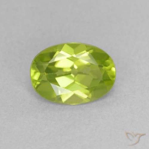 0.90ct 자연스러운 황록색 감람석, 타원형, VVS-VS